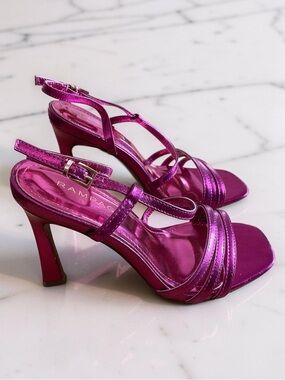 Rampage ISABEL FUCHSIA sandal shoe straps heels 6 Med metallic pink sling back